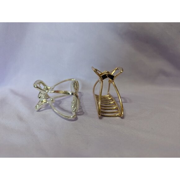 Set Of 2 Metallic Hair Claw Clips Silver & Gold Tone - Picture 3 of 3